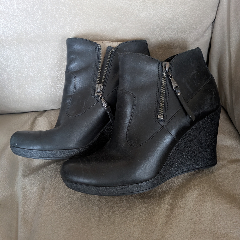 Women's Black Wedge Ankle Boots